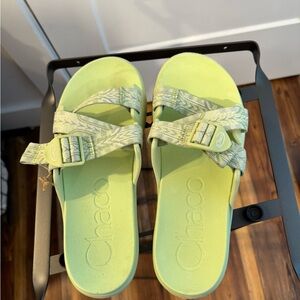 Chaco Light Green Slide Sandals